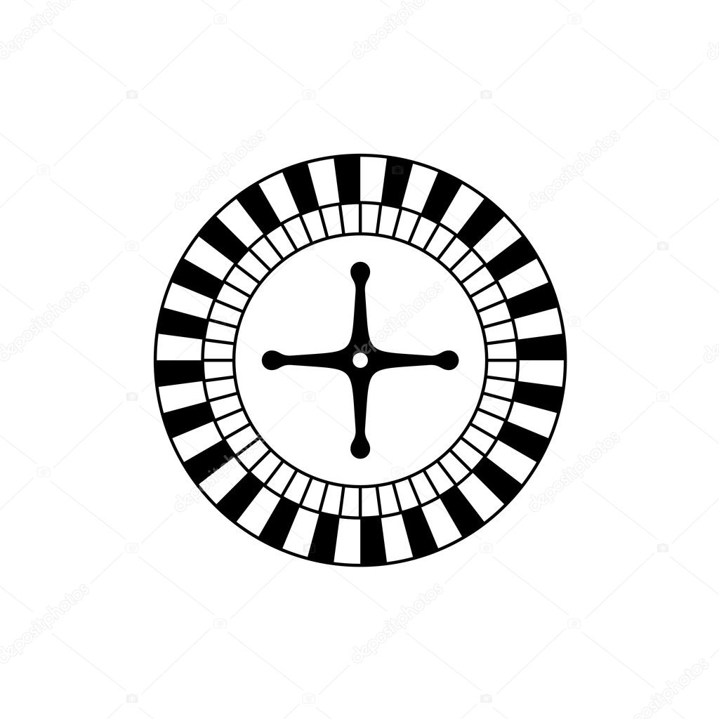 Roulette game casino wheel black icon top view.