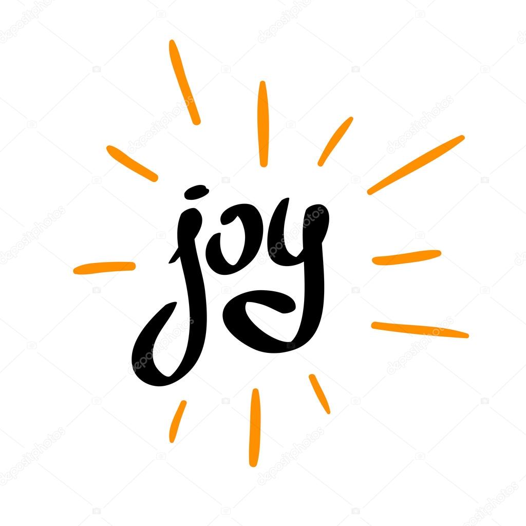 Vector illustration design of Joy word calligraphic logo isolated on white background