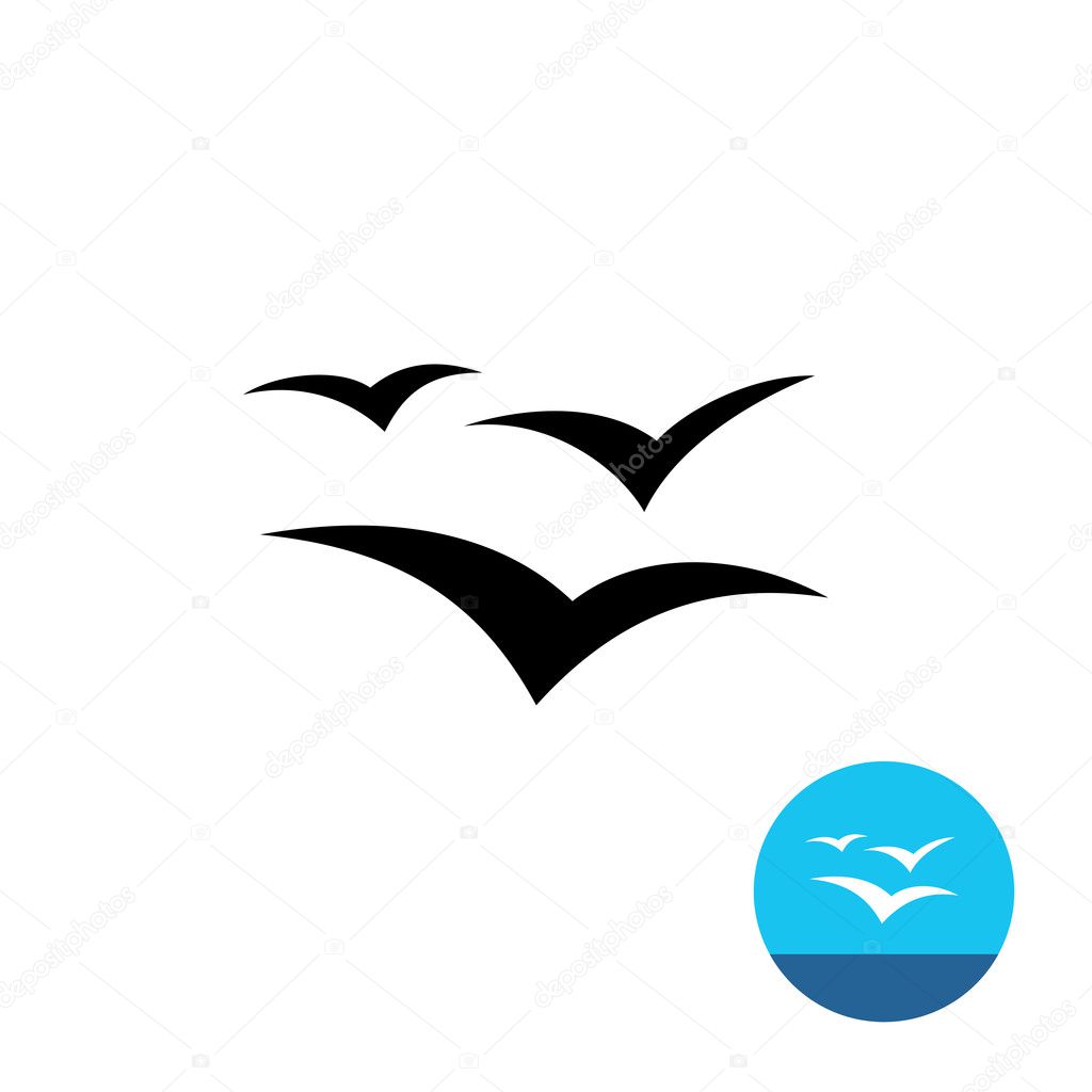 Vector illustration design of black Seagulls isolated on white background