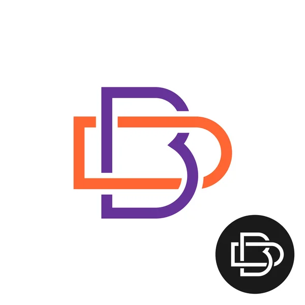 Letters B and D outline style weave ligature logo — Stock Vector