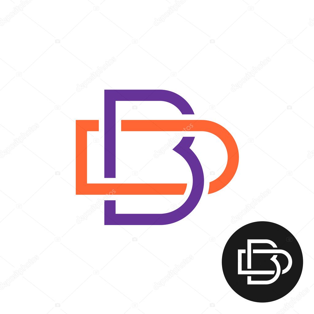 Letters B and D outline style cross weave ligature logo