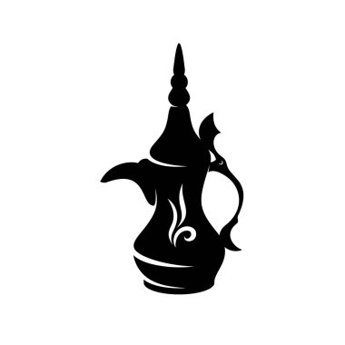 Arap kahve pot vektör siluet çizimi