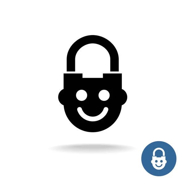 Icono de bloqueo infantil con cara de niño sonriente — Vector de stock