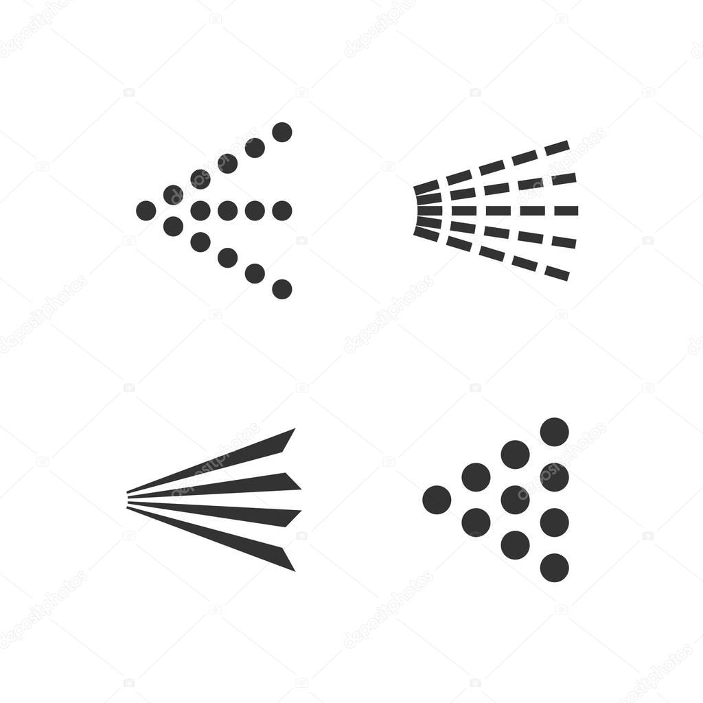 Spray icons set. Simple black fluid spray cloud symbols.