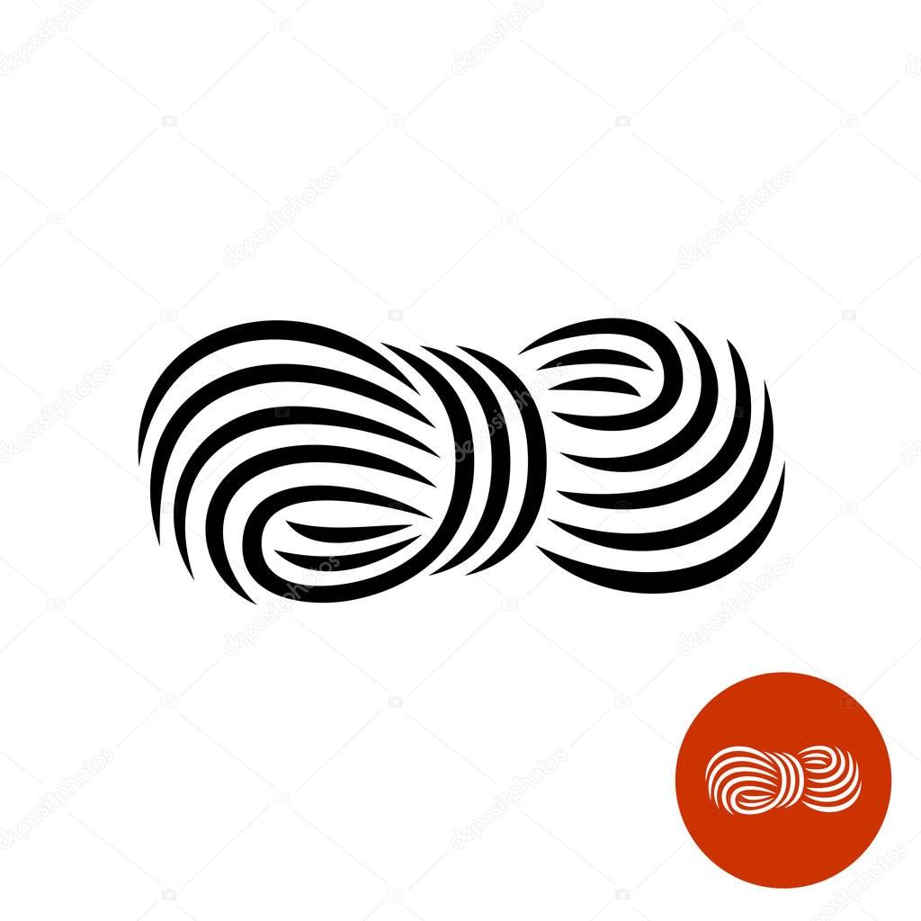 Yarn black elegant icon. Roll of yarn logo.