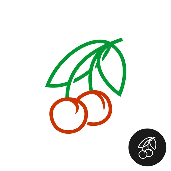 Cherry symbol. Lineární styl logo. — Stockový vektor