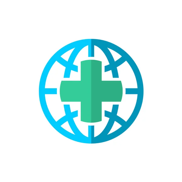 Dünya Dünya tıbbi seyahat sigorta logosu — Stok Vektör