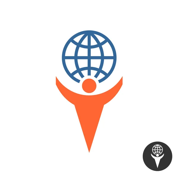 Homme tenant logo globe — Image vectorielle