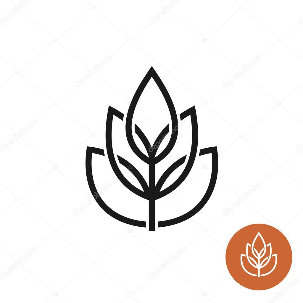 Ear of wheat linear style elegant logo. Crossed stroke lines design.