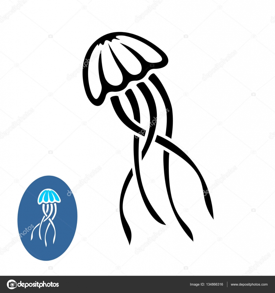 Download Jellyfish black silhouette illustration — Stock Vector © Kilroy #134866316