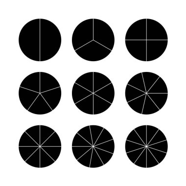 Daire parçaları ayarlayın. Siyah düz renk.