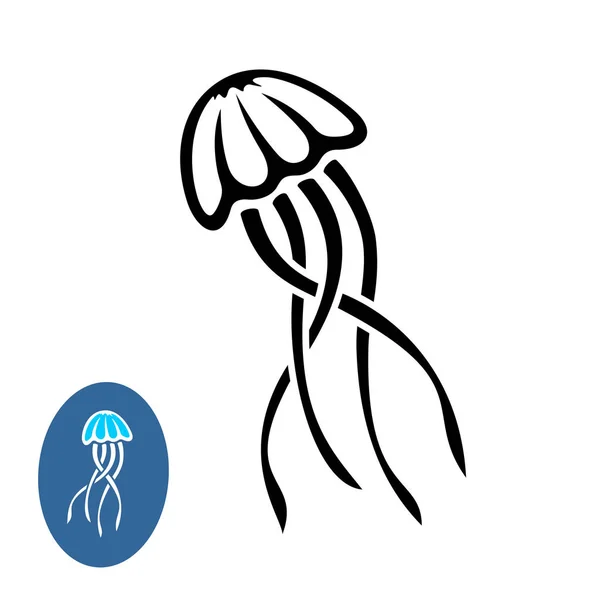 Jellyfish silhueta preta ilustração — Vetor de Stock