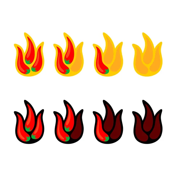 Red peppers as fire flames logo — Stock Vector