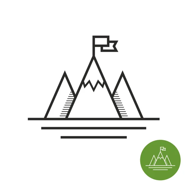 Dağ tepe logosuna bayrak ile — Stok Vektör