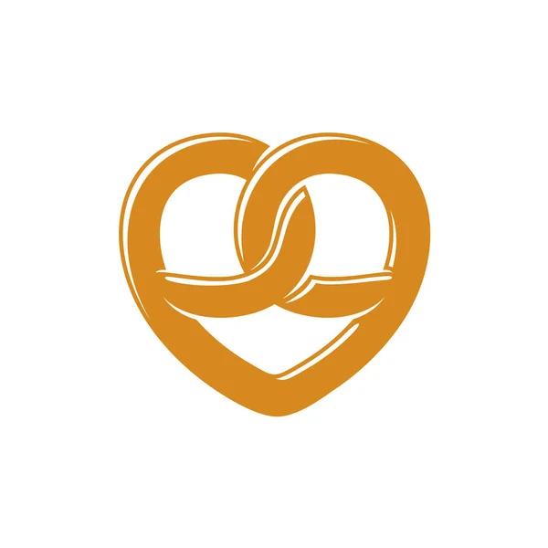 Bretzel coração amor logotipo —  Vetores de Stock