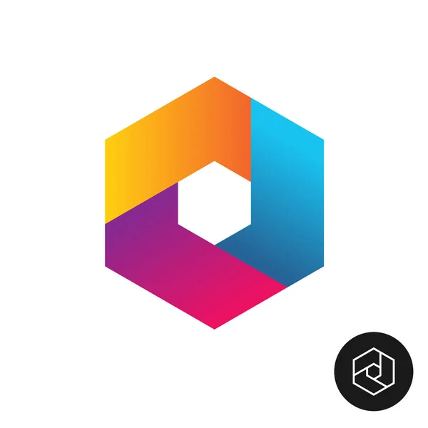 Hex tech logotipo estilo colorido abstrato —  Vetores de Stock