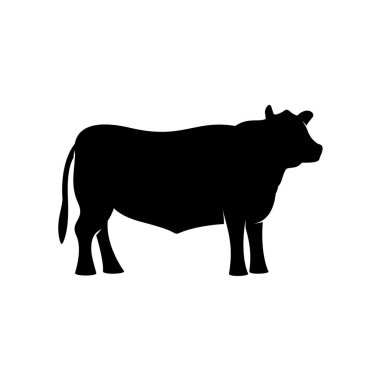 Black angus beef bull standing vector silhouette clipart