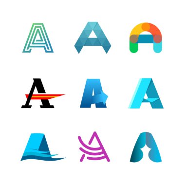 Harf A logo koymak. Renk simgesi şablonları tasarım.