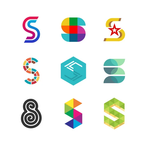 S の文字のロゴを設定します。カラー アイコン テンプレート デザイン. — ストックベクタ