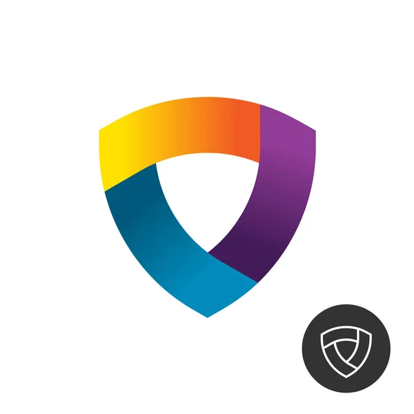 Abstracte driehoek kleurrijke lint schild logo — Stockvector