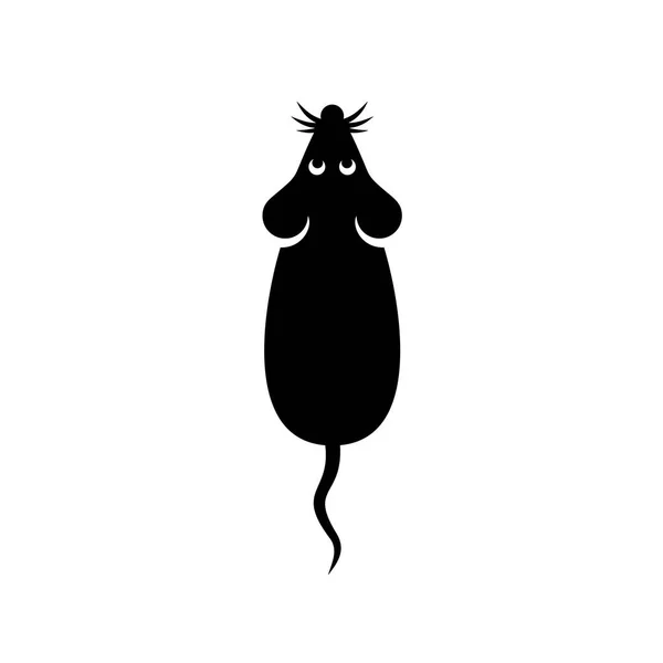 Mouse animale vista dall'alto silhouette nera — Vettoriale Stock