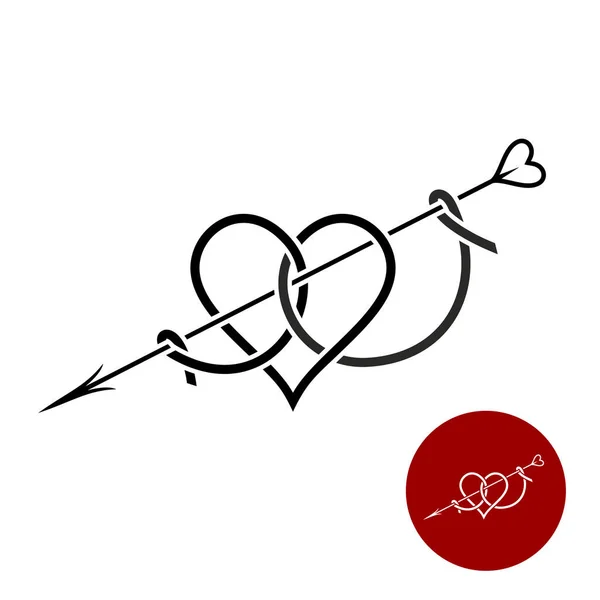 矢印タトゥー スタイル線形のロゴとハート. — ストックベクタ