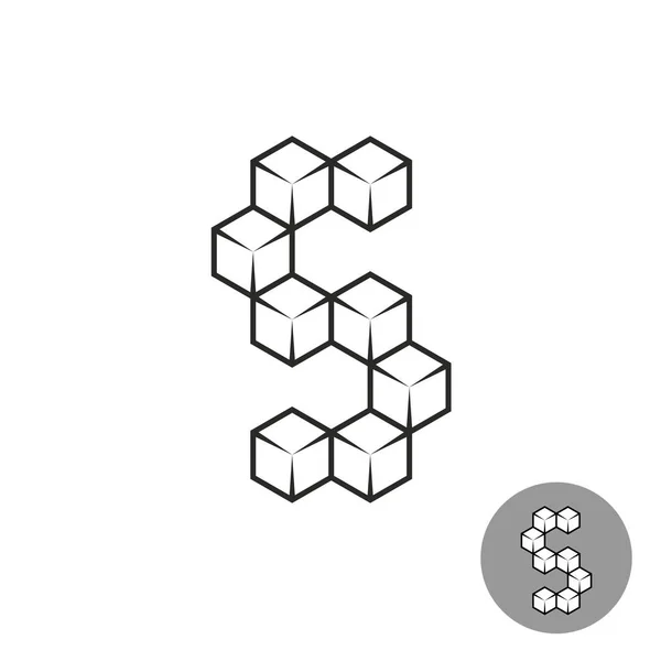 S 로고 3d 설탕 큐브 구성 — 스톡 벡터