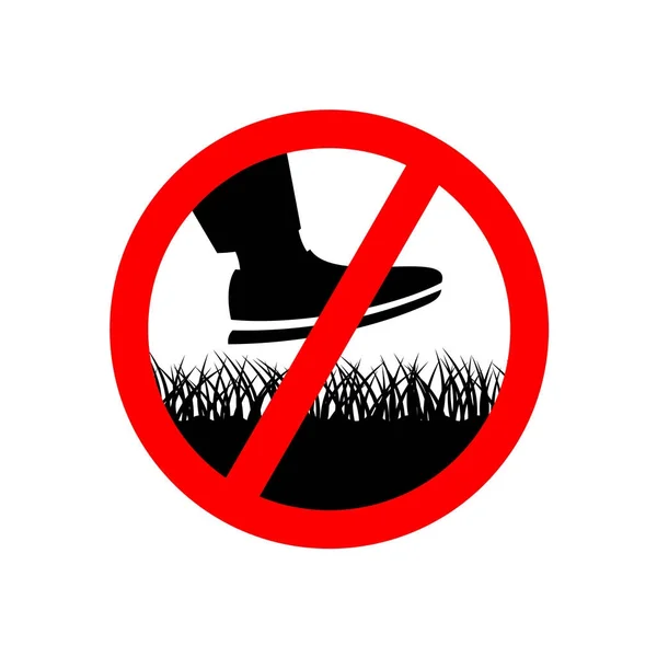 No step on the lawn grass prohibition sign. — Stock Vector