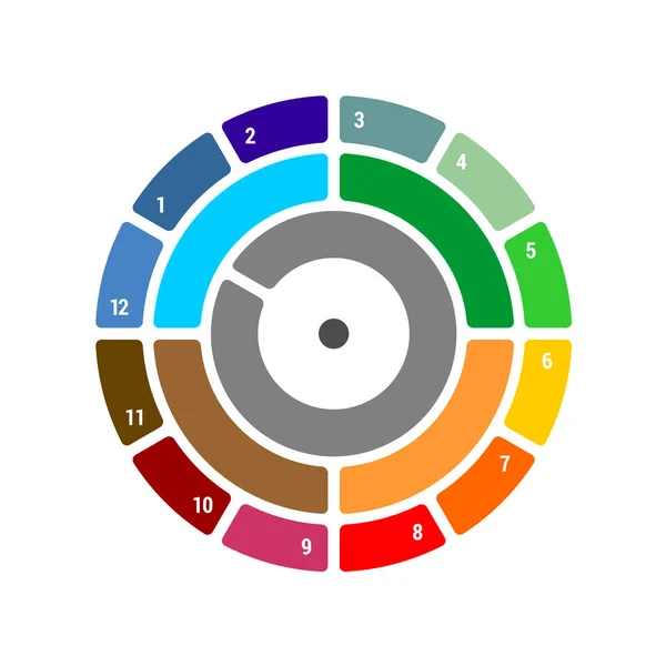 Jahresdiagramm mit Jahreszeiten, Quartalen und Monaten. — Stockvektor