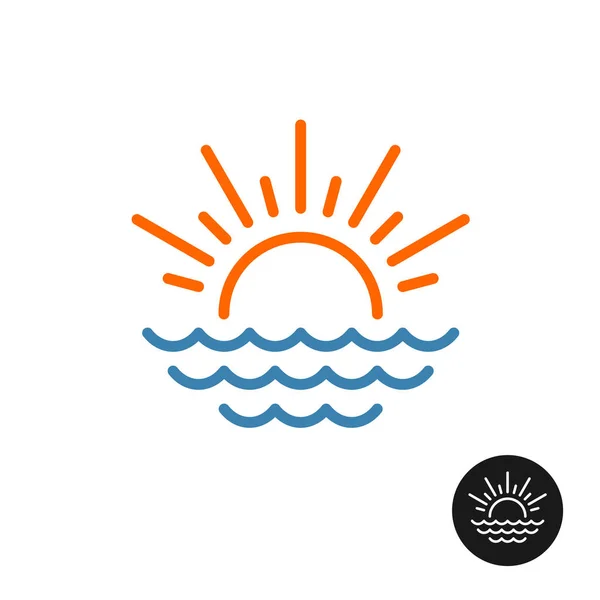 Sun rays and sea waves logo. — Stock Vector