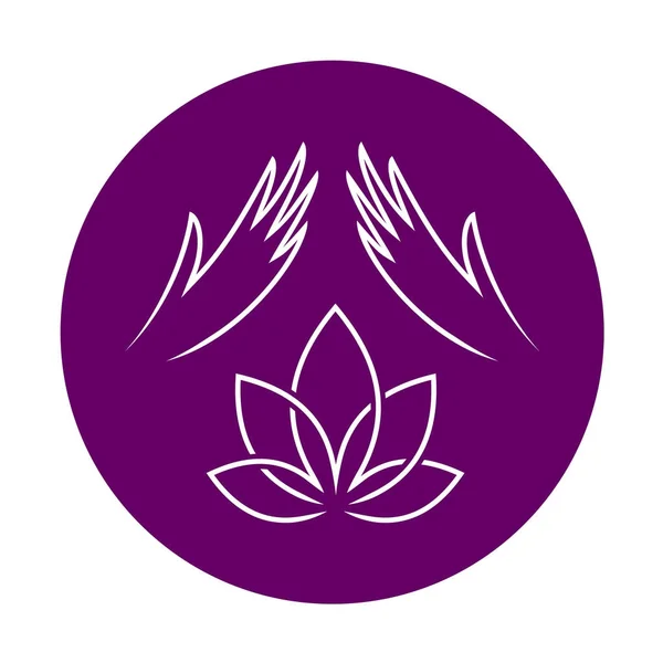 Logo de massage avec les mains élégantes de la femme et lotus . — Image vectorielle