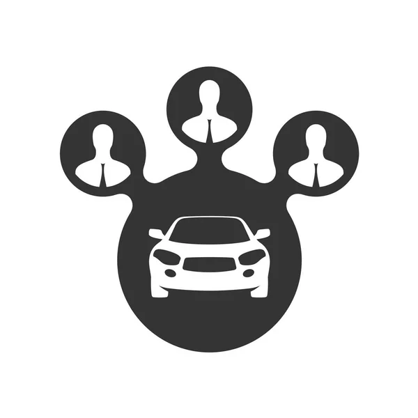 Ícone de compartilhamento de carro. Grupo de pessoas símbolo . — Vetor de Stock