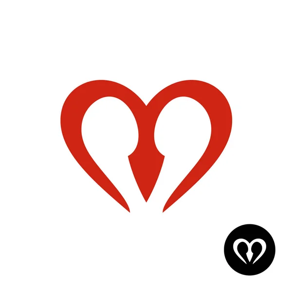 Буква M heart style logo . — стоковый вектор