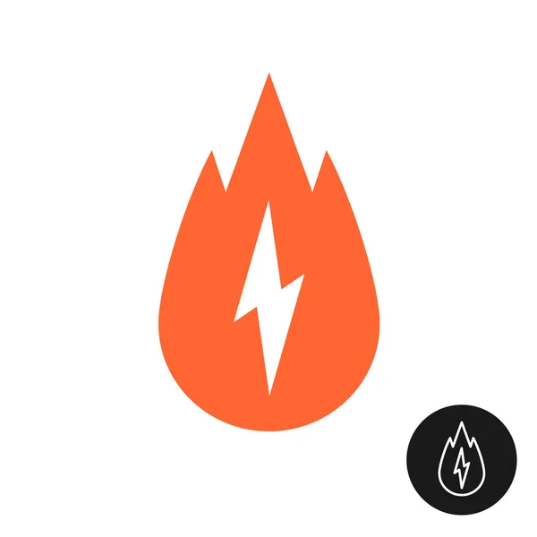 Kalorienbrand-Ikone mit Feuer und Blitz. — Stockvektor