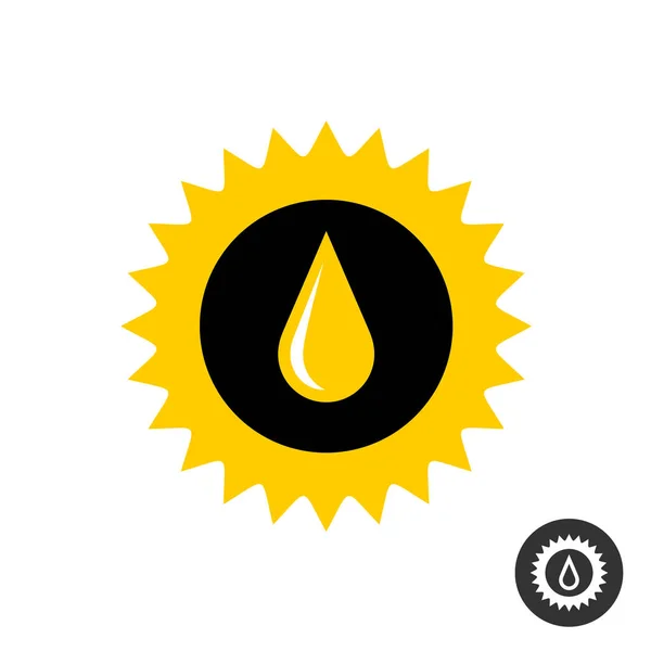 Silueta de girasol con icono de gota de aceite . — Vector de stock