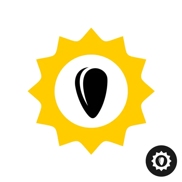 Zonnebloem logo met zwarte zaad binnen. — Stockvector