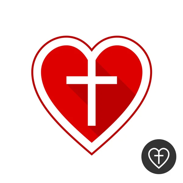 心脏与十字架。基督徒教会标志. — 图库矢量图片