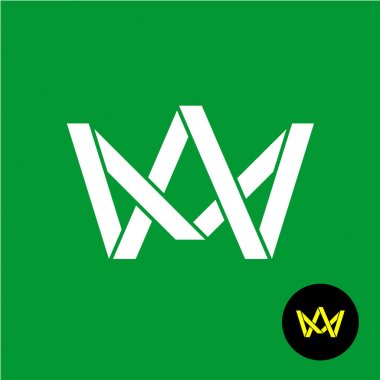A ve M harfleri monogram logosu. Düz taç simgesi.