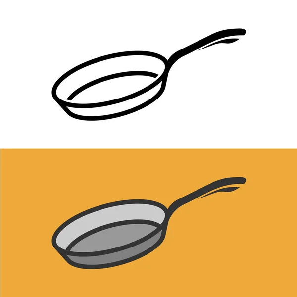 Logo de sartén. signo de olla de hierro de cocina . — Vector de stock