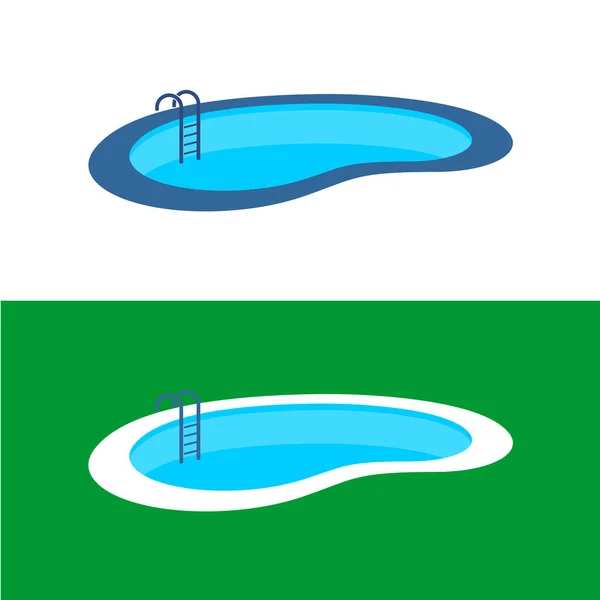 Swimmingpool-logotypen. Perspektiv pool illustration. — Stock vektor