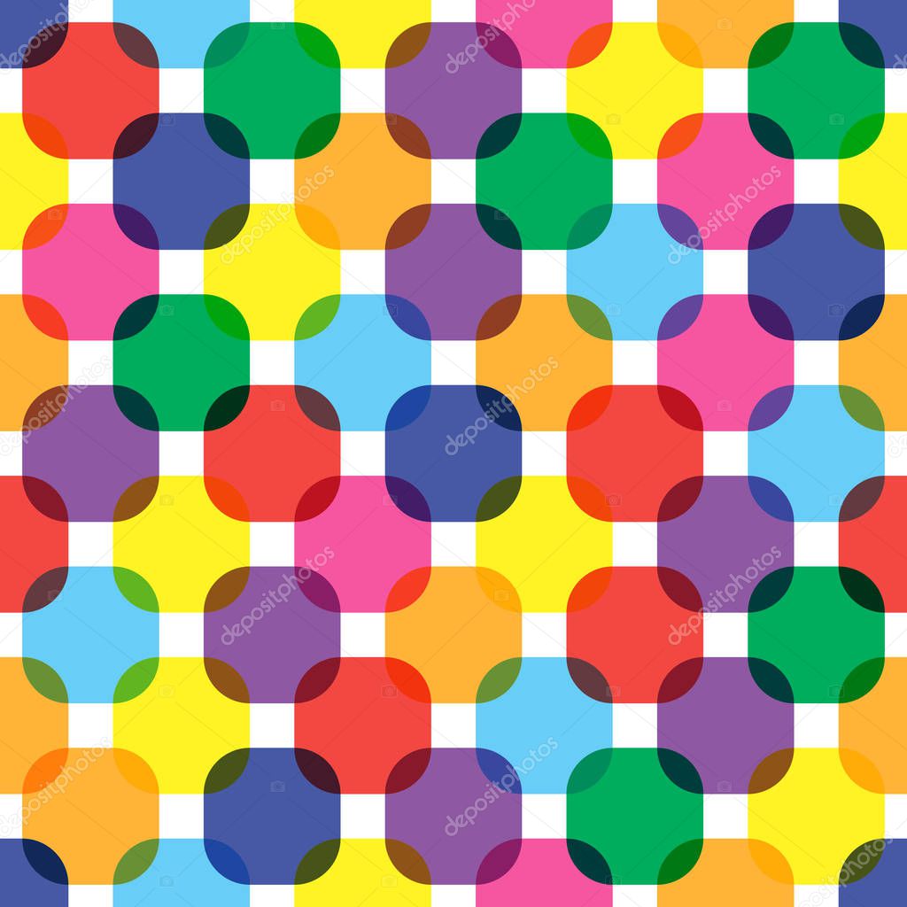Color rounded squares seamless pattern.