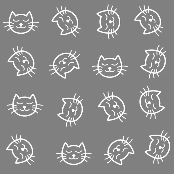 Katten naadloze patroon. Leuke rustige katten cartoon. — Stockvector