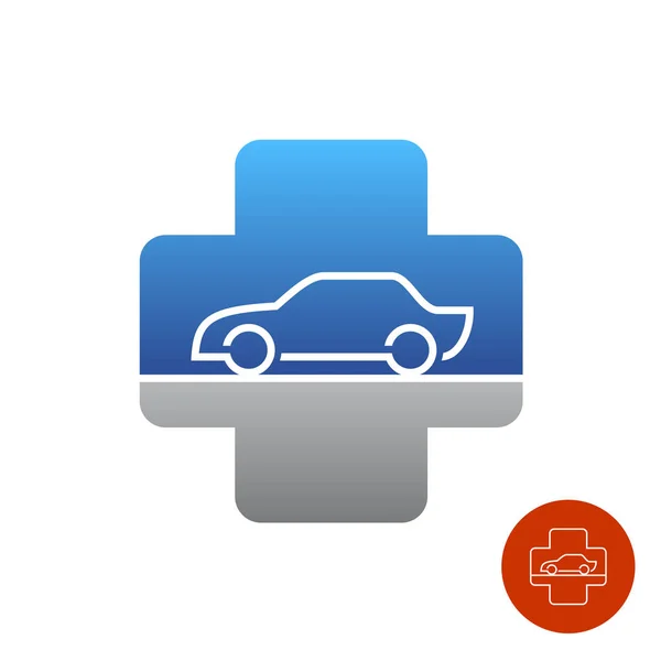 Bil service hjälp-logotypen. Medicinsk kors med bil. — Stock vektor