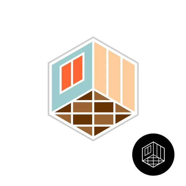 Home Interior Design Logo mit Wänden und Boden. — Stockvektor