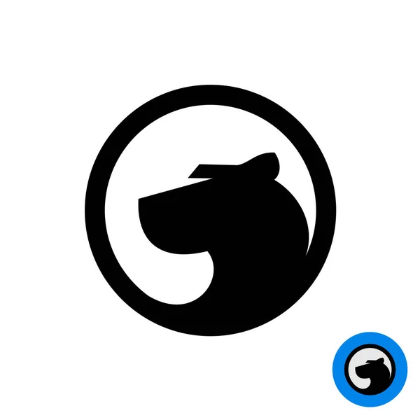 Logotipo de cabeça pantera preta em um emblema redondo . — Vetor de Stock
