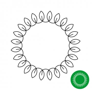 Daire kare yaprakları ile. Satır stili defne yuvarlak.