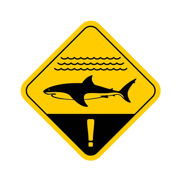 Shark warning sign with sea waves. — Stock Vector