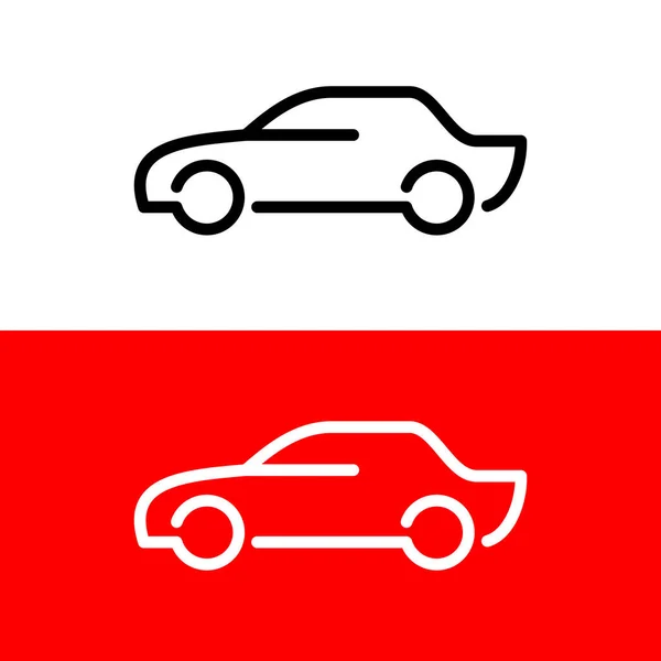 車のラインアイコン。サイドビューシンプルなエレガントなスタイルの車両のシンボル. — ストックベクタ