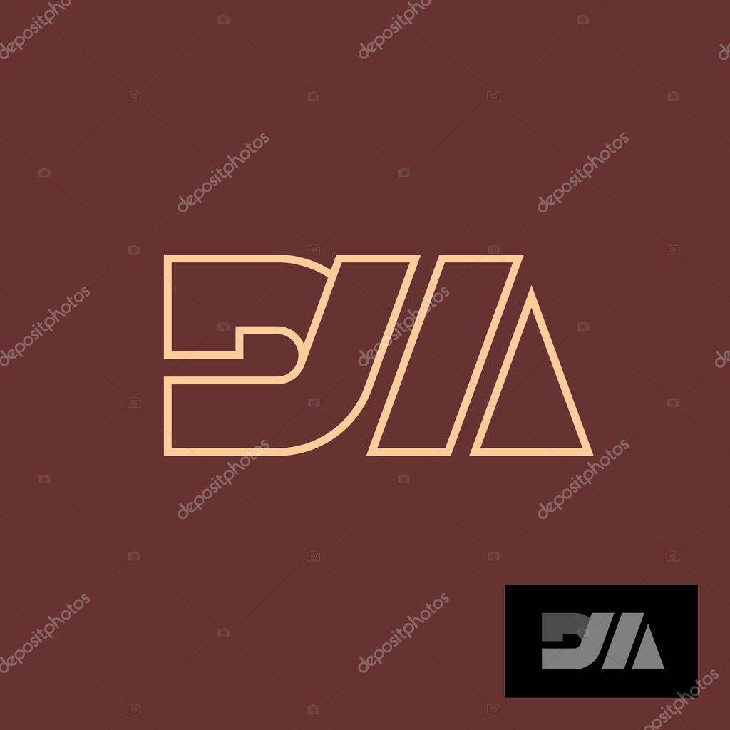 Letters D and M fashion ligature logo. Two letters DM monogram in outline and plain styles. Adjustable stroke width.