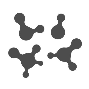 Moleküler yapılar logo şablonları ayarlandı. Sıvı sembolleri şekillendirir. Metaballs teknoloji bilimi temalı figürler.